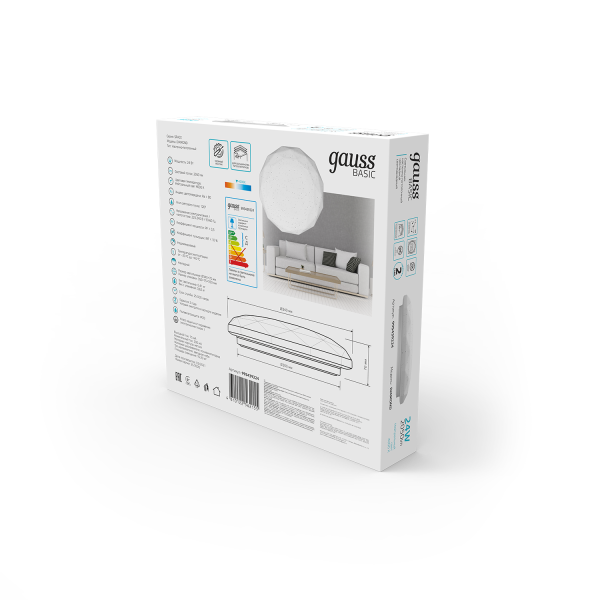 Купить Gauss Светильник Basic Space Diamond НПС 24W 2050lm 4000K  220-240V IP20 340*75 LED 1/20 995439224