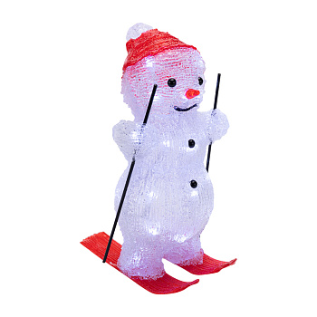NEON-NIGHT Акриловая светодиодная фигура «Снеговик на лыжах» 16х20х29 см, 30 светодиодов, батарейки 3хАА (не входят в комплект) 513-325