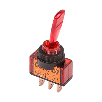 Тумблер 24V 20А (3c) ON-OFF однополюсный с красной подсветкой Rexant 36-4390