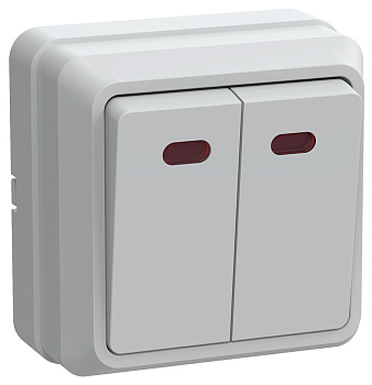 IEK OKTAVA ВС20-2-1-ОБ Выключатель 2кл с инд. 10А (белый)