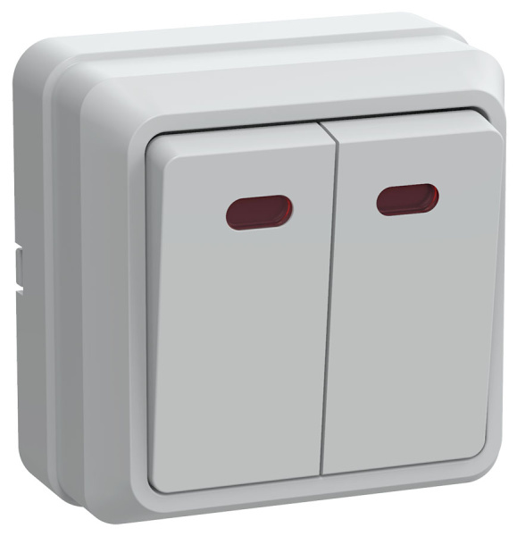 IEK OKTAVA ВС20-2-1-ОБ Выключатель 2кл с инд. 10А (белый)