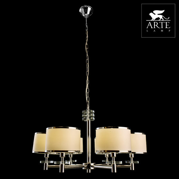 Купить Arte Lamp Furore Хром/Белая Люстра 60W E14 A3990LM-6CC