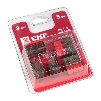 EKF PROxima Клемма СМК 221-413 3 отверстия 0.2-4.0 мм2 блистер (5шт.)