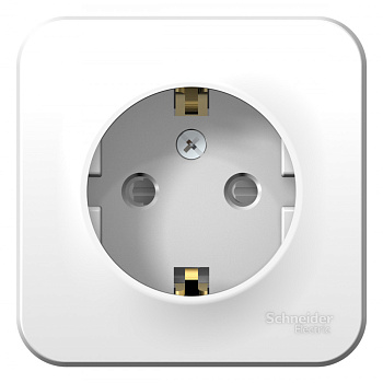 Systeme Electric Blanca наруж Бел Розетка с/з со шторками 16А, 250В, монтажная пластина