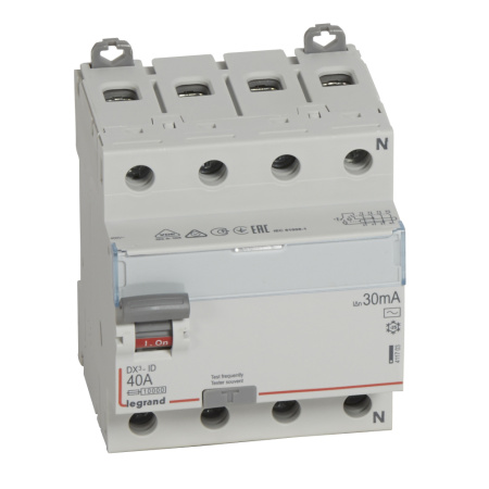 Legrand DX3 УЗО 4P 40А AC 30мА N справа 411703