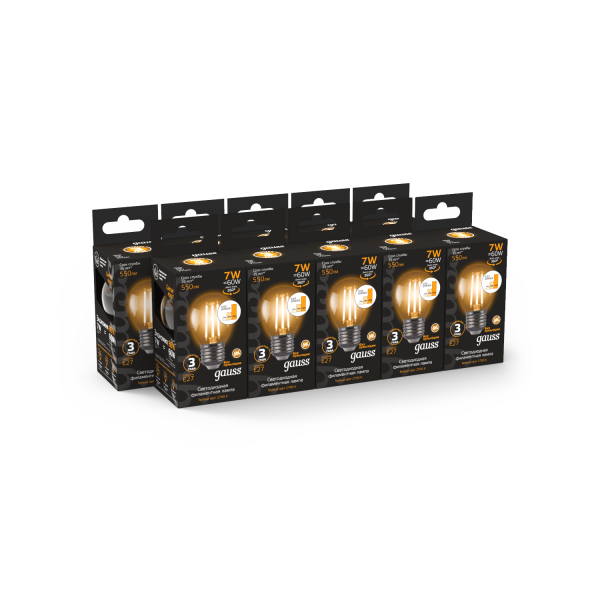 Купить Gauss Лампа Filament Шар 7W 550lm 2700К Е27 шаг. диммирование LED 105802107-S
