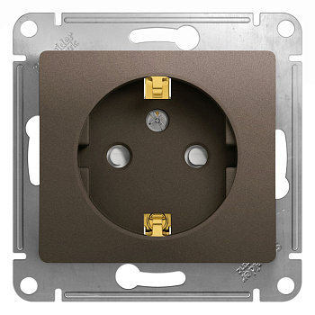 Systeme Electric Glossa Шоколад Розетка с/з со шторками, 16А