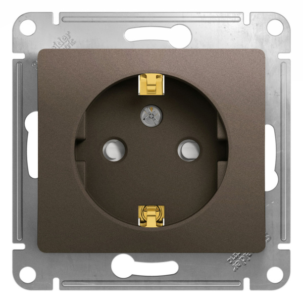 Systeme Electric Glossa Шоколад Розетка с/з со шторками, 16А