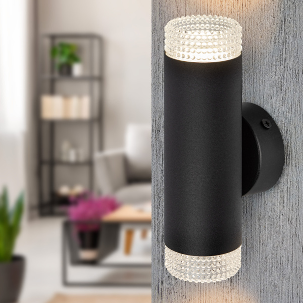 ЭРА Светильник настенный WL50 BK/TR 2*GU10 2*12Вт IP20 черный, прозрачный