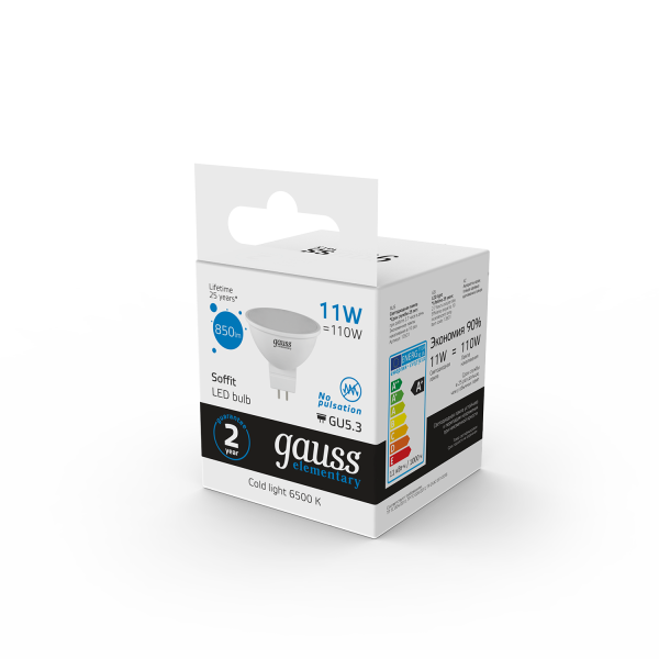 Купить Gauss Лампа Elementary MR16 11W 850lm 6500K GU5.3 LED 13531