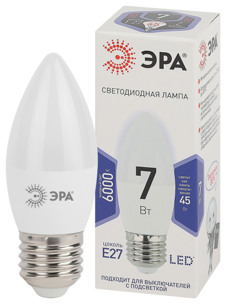 ЭРА LED B35-7W-860-E27 (диод, свеча, 7Вт, хол, E27)