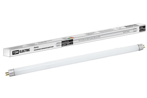 TDM Лампа люминесцентная линейная двухцокольная ЛЛ-12/12Вт, T4/G5, 4000 К, длина 368,2мм SQ0355-0005