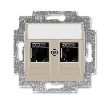 ABB EPJ Levit кофе макиато / белый Розетка компьютерная, 2хRJ45 кат,6, кофе макиато 2CHH296118A6018