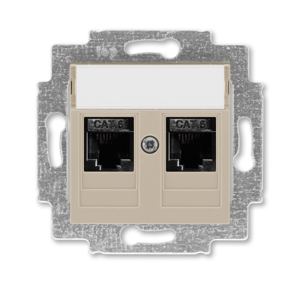 ABB EPJ Levit кофе макиато / белый Розетка компьютерная, 2хRJ45 кат,6, кофе макиато 2CHH296118A6018