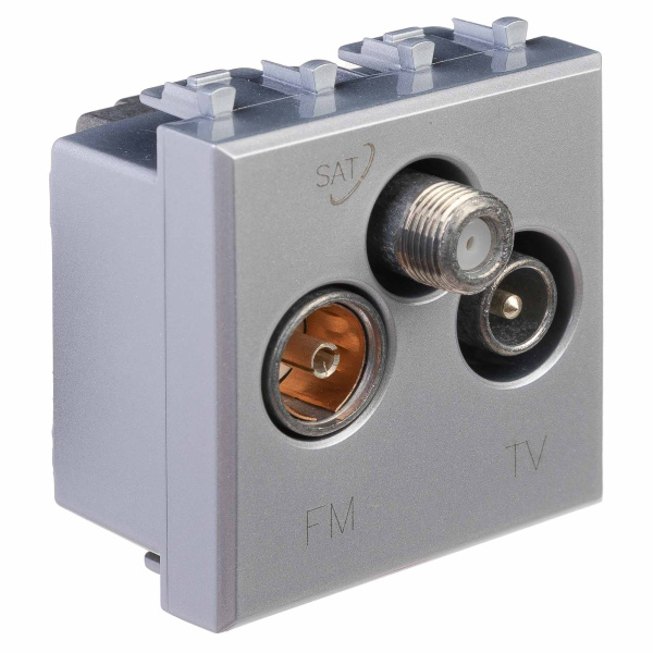 Купить DKC Розетка TV-FM-SAT модульная, "Avanti", "Закаленная сталь", 2 модуля