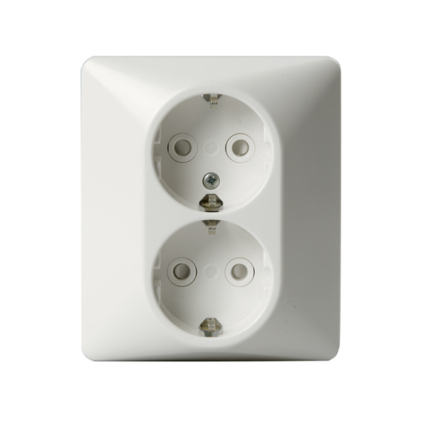 ABB Jussi Бел Розетка DoubleSCHUKO в сборе с заземлением, 16А/250В, зажимные клеммы 2TKA000945G1
