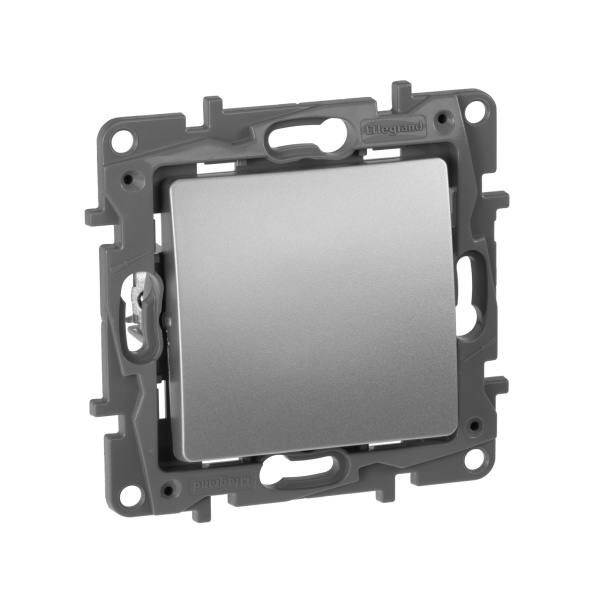 Купить Legrand Etika Алюминий Переключатель 1-клавишный, автоматичесике клеммы, 10 AX, 250 В 672405