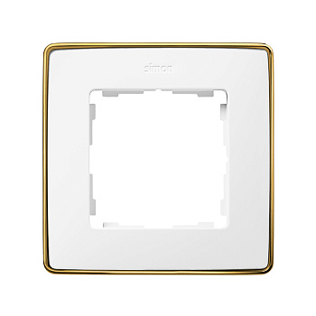 Simon 82 Detail Белый, основание золото Рамка 1-ая 8201610-245