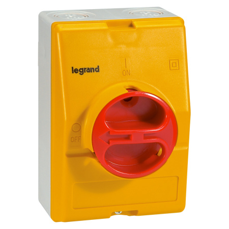 Legrand Пустая коробка IP 65 жёлто-красная 3П или 4П с Н.О. и Н.З. контактами или без них 25 и 32 А 022242