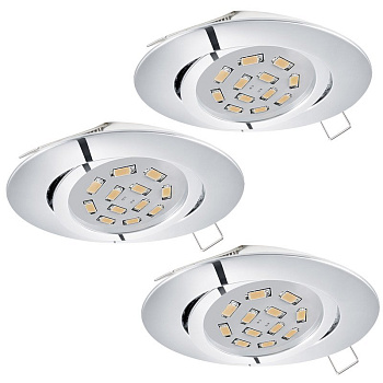 Eglo Комплект светодиодных встраиваемых светильников TEDO, 3х5W (GU10), Ø80, литой алюминий, хром 95362