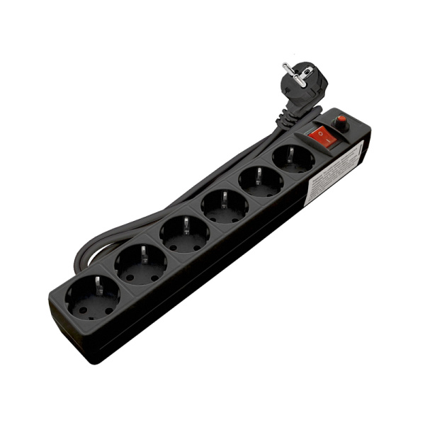 UNIVersal Сетевой фильтр ПВС 3*0,75 черный 1,8м 967U-4001