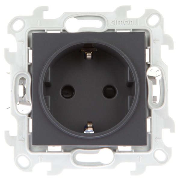 Simon 24 Графит Розетка 2К+3 с защитными шторками Push&Go 2420432-038