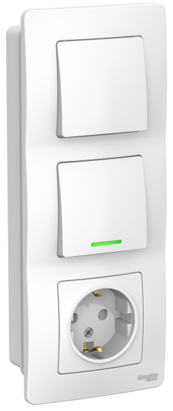 Купить Systeme Electric Blanca внутр Бел Блок: Розетка з/к шт 16А, 250В+выкл 1кл.с подсветкой+выкл 1кл.