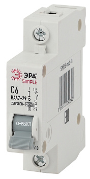 ЭРА SIMPLE-mod-01 SIMPLE Автоматический выключатель 1P 6А (C) 4,5кА ВА 47-29