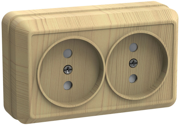 IEK OKTAVA РС22-2-ОС Розетка 2местн. без з/к 10А откр.уст. (сосна)