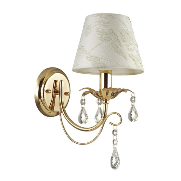 Odeon Light 3431/1W ODL17 544 золото/абажур ткань/хрусталь Бра E14 40W 220V PLESANSA