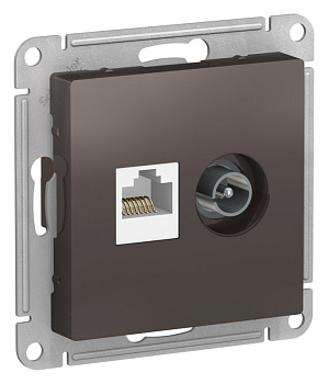 Systeme Electric AtlasDesign Мокко Розетка двойная комп+ТВ, RJ45+TV, кат.5E, механизм