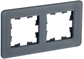 IEK BRITE DECOR Графит матовый стекло скругл.угол Рамка 2-м РУ-2-2-Бр RE