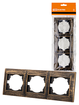 TDM Рамка 3-х постовая горизонтальная старинная бронза "Лама" SQ1815-0777