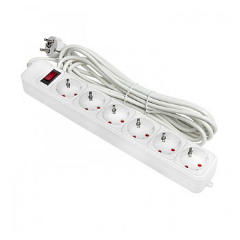 EKF PROxima Сетевой фильтр 6*5м 10А/2,2кВт с выкл. c/з ПВС 3х0,75 Блокбастер