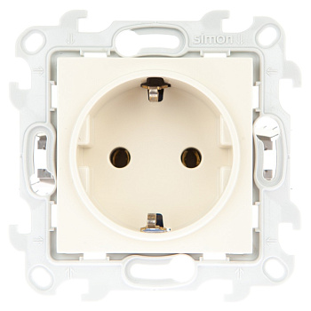 Simon 24 Слоновая кость Розетка 2К+3 без защитных шторок Push&Go 2420434-031