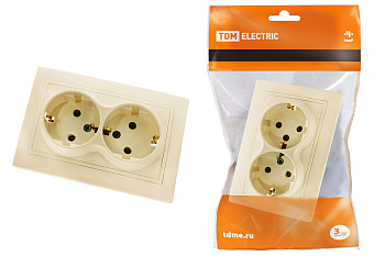 TDM Розетка двойная 2П+З 16А 250В сл. кость "Таймыр" SQ1814-0114