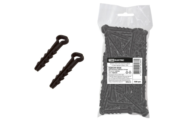 TDM Дюбель-хомут для плоского кабеля 6-14мм черный (100шт) SQ0539-0036