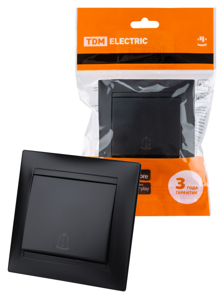 TDM Кнопка звонковая 6А графит "Лама" SQ1815-0608