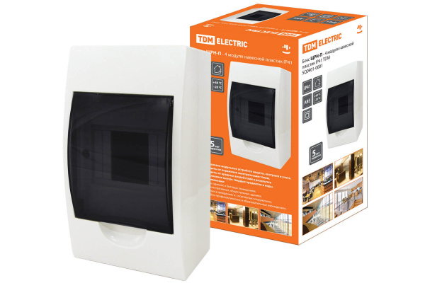 TDM Бокс ЩРН-П-4модуля навесной пластик IP41 SQ0901-0001