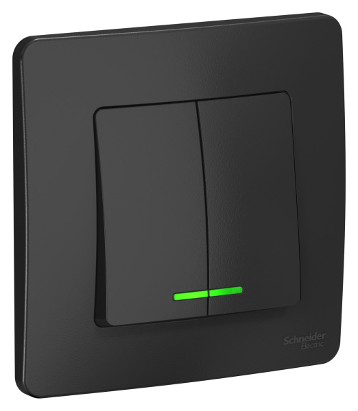 Купить Systeme Electric Blanca внутр Антрацит Выключатель 2-клавишный с подсветкой, 10А, 250B