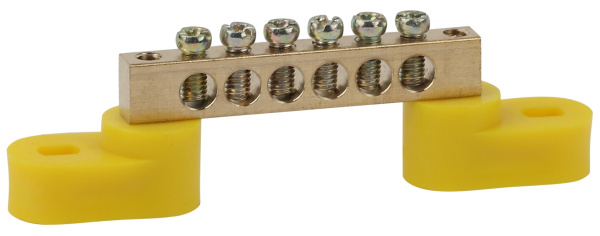 ЭРА NO-222-108-1Желтый  Шина PE "земля" на двух угловых изоляторах ШНИ-6х9-6-У2