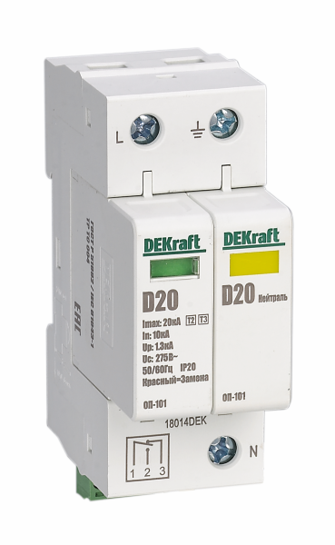 Купить Dekraft Ограничитель перенапряжений 1P+N 40кА класс C 440В