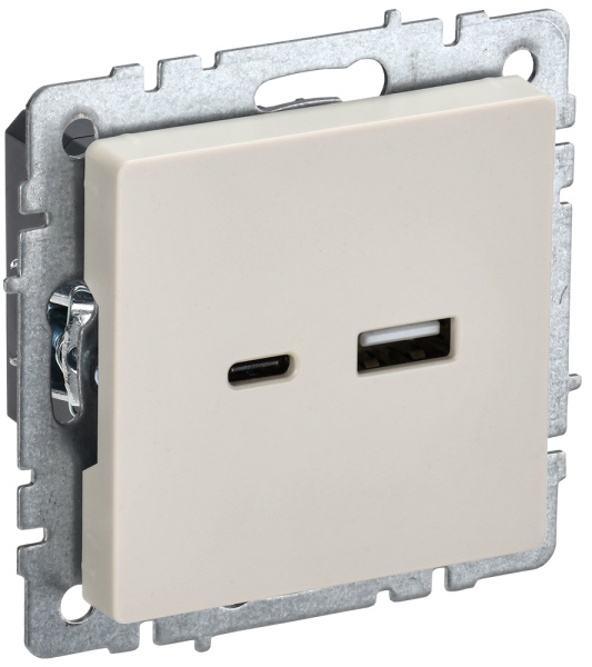 IEK BRITE BASE Бежевый Розетка USB A+C 18Вт РЮ11-1-БрКр