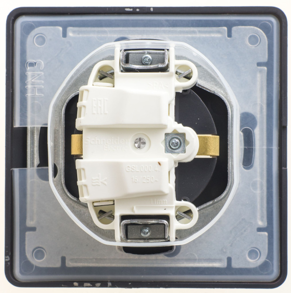 Купить Systeme Electric Glossa Шоколад Розетка с/з со шторками с крышкой, 16А, IP44 (в сборе)