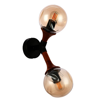 Evoluce SLE109401-01 Светильник настенный Черный, Темное дерево/Прозрачный, Янтарный E27 2*60W