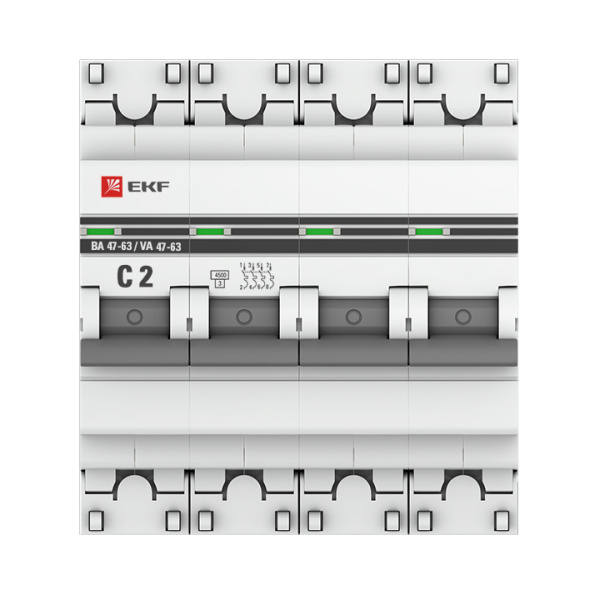 Купить EKF PROxima ВА 47-63 Автоматический выключатель (С) 4P 2А 4,5kA mcb4763-4-02C-pro
