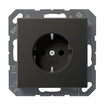 JUNG EcoProfi Черный матовый Розетка с/з, автозажим EP1420SWM