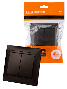 TDM Выключатель на 2 направления 2 кл. 10А шоколад "Лама" SQ1815-0507