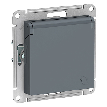 Systeme Electric AtlasDesign Грифель Розетка с/з, со шторками, с крышкой, 16А