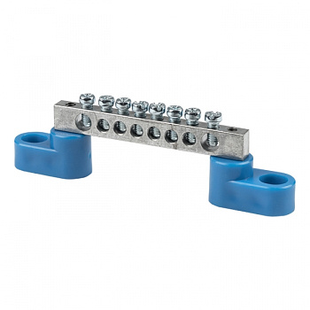 EKF PROxima Шина "0" N (6x9мм) 8 отв. цинк 2 синих угловых изолятора